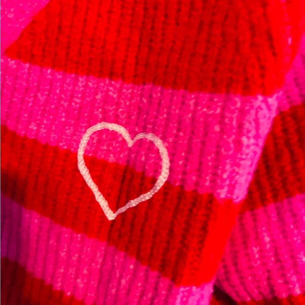 NWT A New Day red and pink stripped cardigan with button front and heart decal - Picture 6 of 6